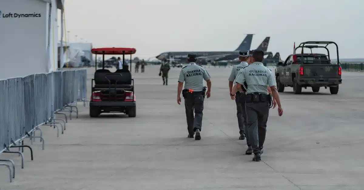 Base militare tedesca con perimetro sorvegliato e sistemi di difesa aerea