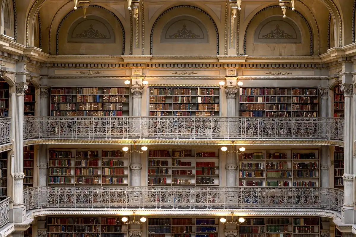 Spazio interno multiuso con area studio e scaffali biblioteca accessibili al pubblico